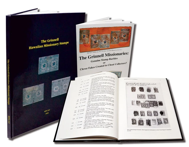 #KS1053
Mystic's "The Grinnell Missionaries" Booklet, 2016, and RPSL "The Grinnell Hawaiian Missionary Stamps" hardcover, 2006