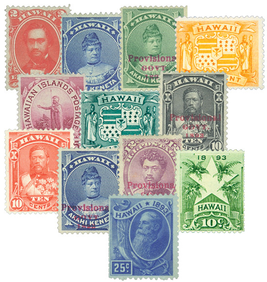 #M11538
1886-99 Hawaii Stamp Collection, Unused with Small Imperfections, Set of 23 with Free Album and Pages