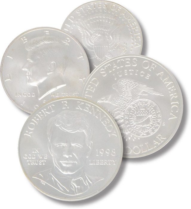 #M12124 - 1998 Robert F. Kennedy Silver Dollar, Uncirculated & JFK Silver Half w/Matte Finish
