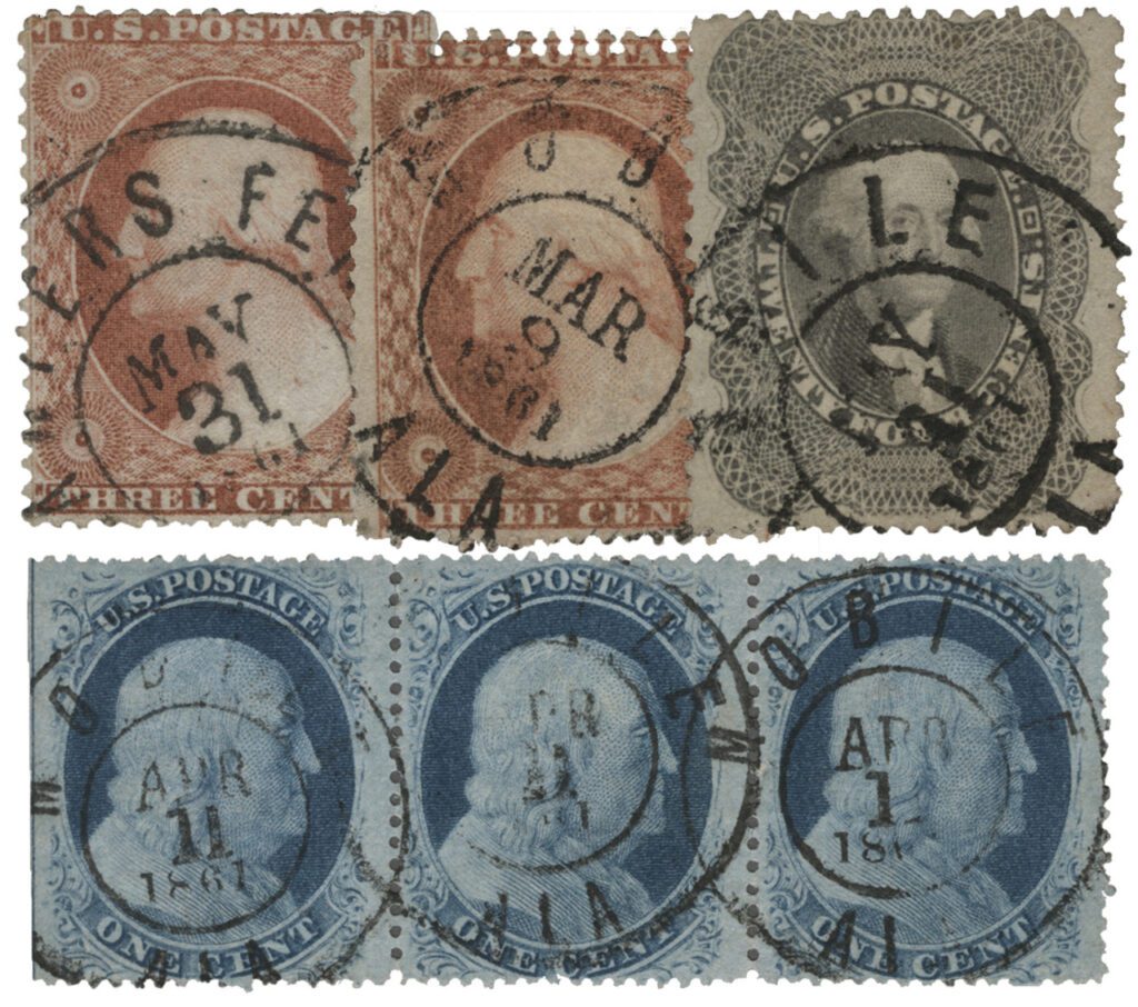 #MRS695 - Group of Confederate States of America Uses of U.S. 1857-61 Issue Stamps