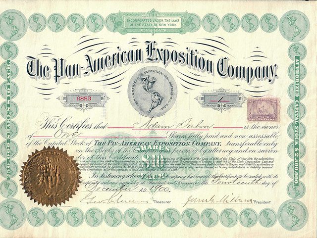 #MUS013 - Pan-American Exposition Stock Certificate