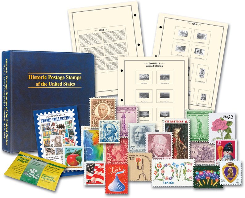 Jump start your collection with Mystic’s  U.S. Stamp Album, 100 FREE Stamps, and more…