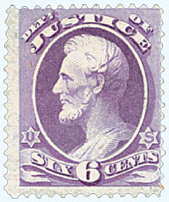 #O107 - 1879 6c Bluish Purple, Department of Justice, Lincoln, Soft Paper