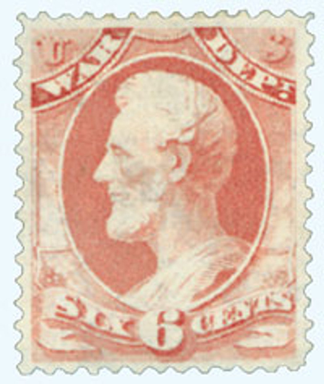 # O117 - 1879 6c Rose Red, War Department, Lincoln, Soft Paper
