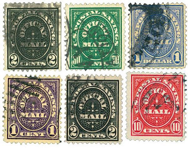 1910-11 Postal Savings - w/free pages, (6)