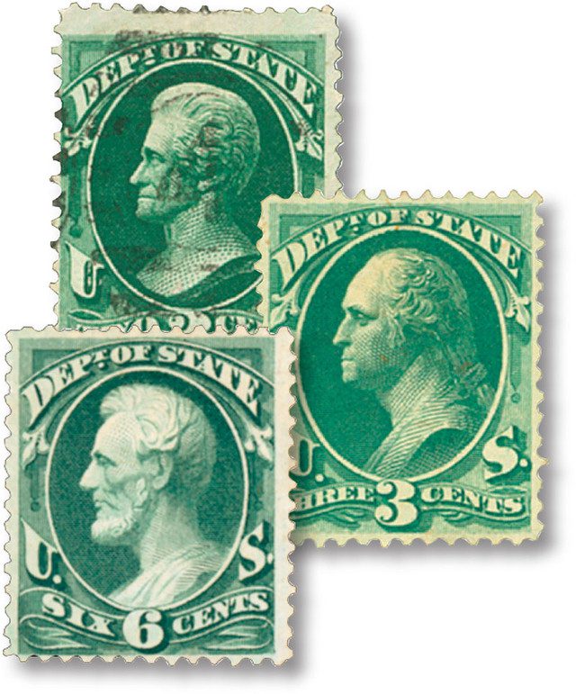 #O58-60 - 1873 2c-6c U.S. Officials (3)