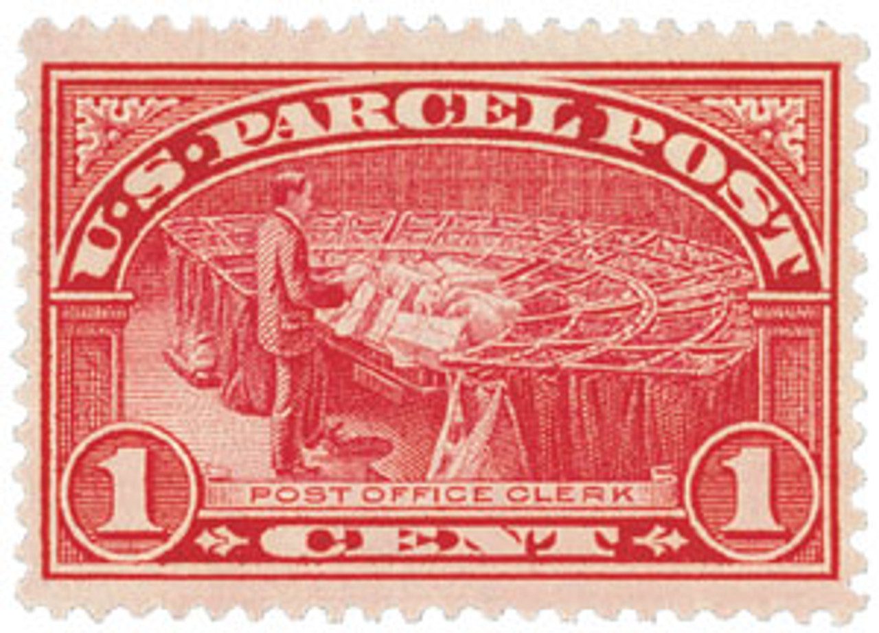 1912-13 1¢ Parcel Post Stamp - Post Office Clerk