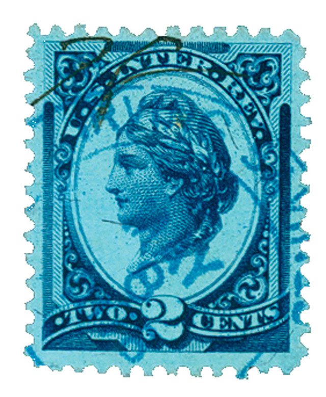 # R152a - 1875-78 2c US Internal Revenue Stamp - silk paper, blue