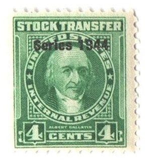 #RD165 - 1944 4c Stock Transfer Stamp, Bright Green
