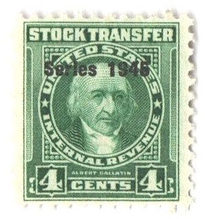 #RD211 - 1946 4c Stock Transfer Stamp, Bright Green