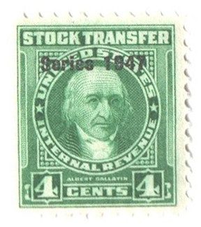 #RD237 - 1947 4c Stock Transfer Stamp, Bright Green