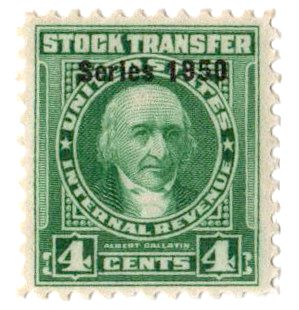 #RD315 - 1950 4c Stock Transfer Stamp, Bright Green