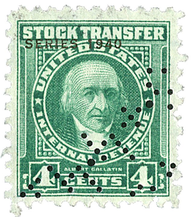 #RD70 - 1940 4c Stock Transfer Stamp, Bright Green