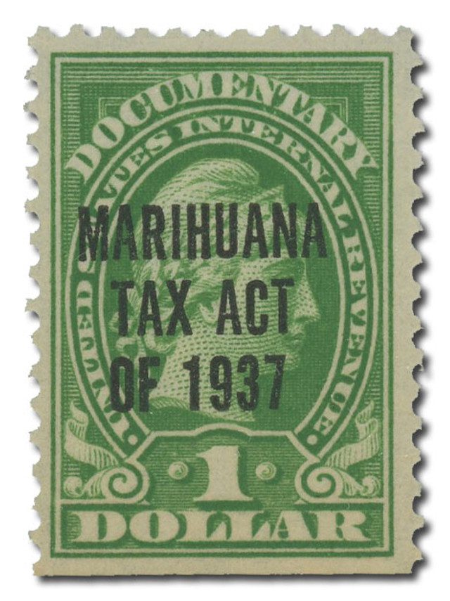 #RJM1 - 1937 $1 Marihuana Tax Stamp, yellow green