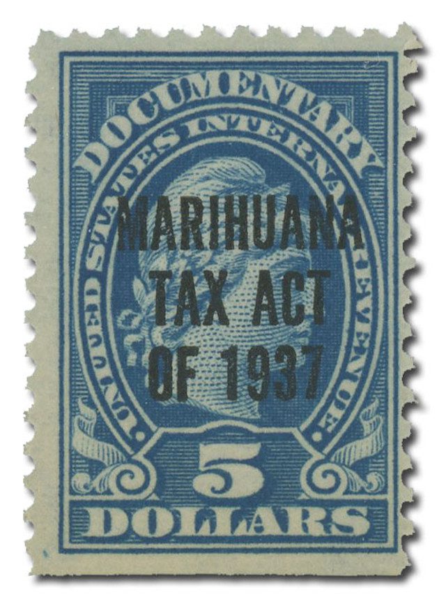 #RJM2 - 1937 $5 Marihuana Tax Stamp, blue