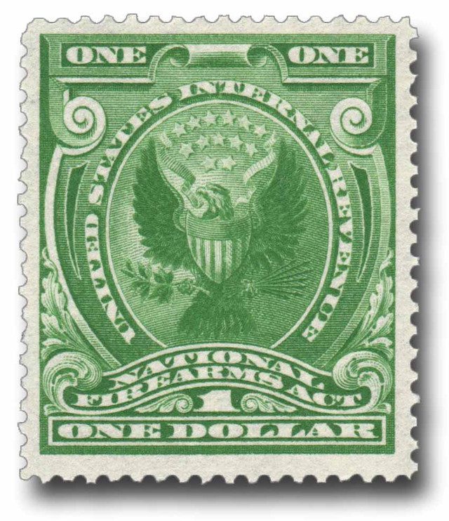 #RY3 - 1938 $1 Firearms Transfer Tax Stamps - 28x331/2mm, perf 11, green
