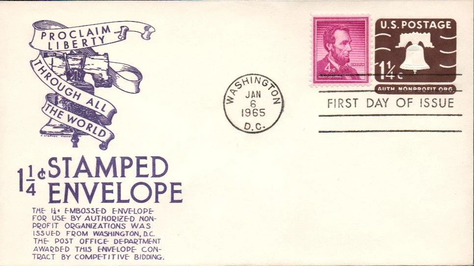 #U547
1965 1.25c Liberty Bell, Brown, Stamped Envelope