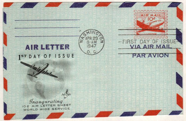 #UC16 - 1947 10c Air Post Envelope, Bright Red