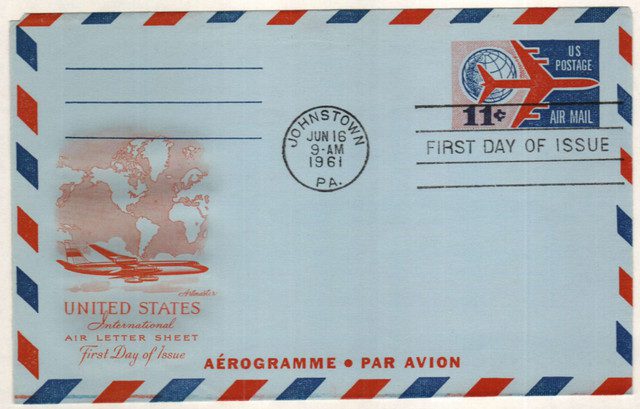 #UC35 - 1961 11c Air Post Envelope, red & blue