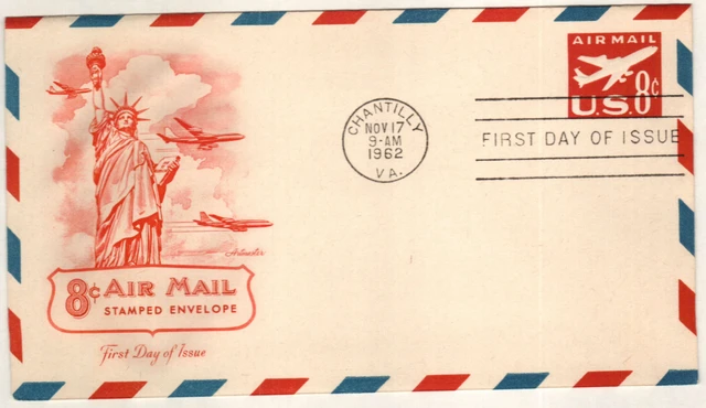 #UC36
1962 8c Air Post Stamped Envelope, Jet Airliner, Red