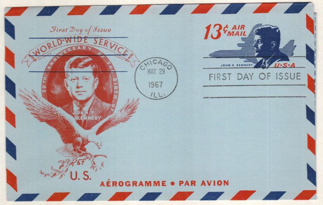 #UC39 - 1967 13c Air Post Envelope, red & dark blue