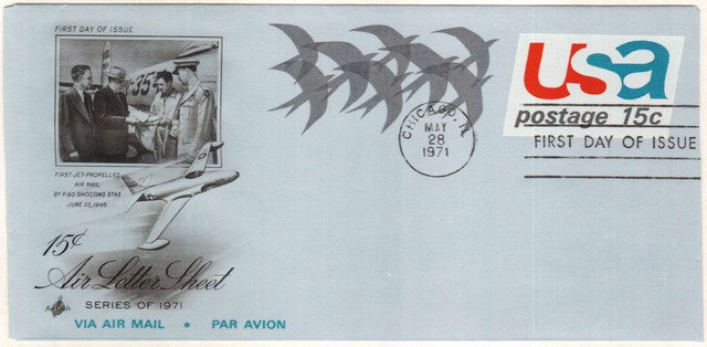 #UC44 - 1971 15c Air Post Envelope,Birds in Flight