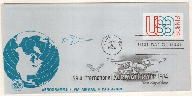 #UC48
1974 18c Air Post Envelope, red & blue