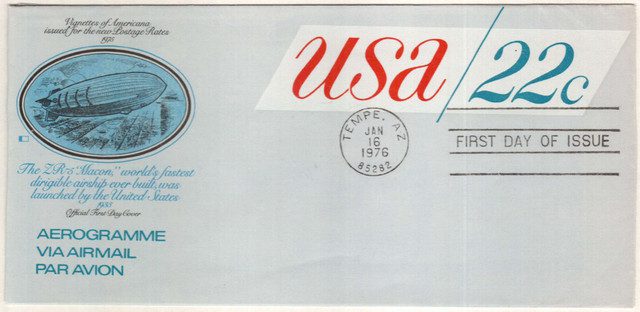 #UC50
1976 22c Air Post Envelope, red & blue