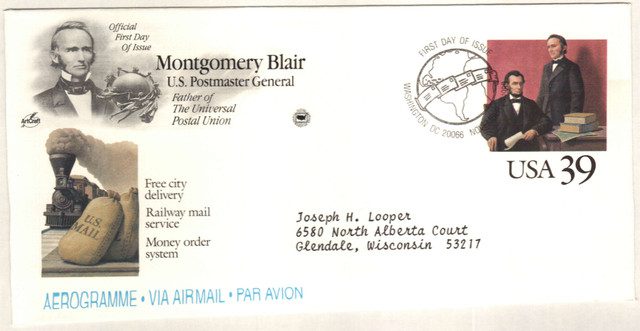 #UC62 - 1989 39c Air Post Envelope,Postmaster Blair