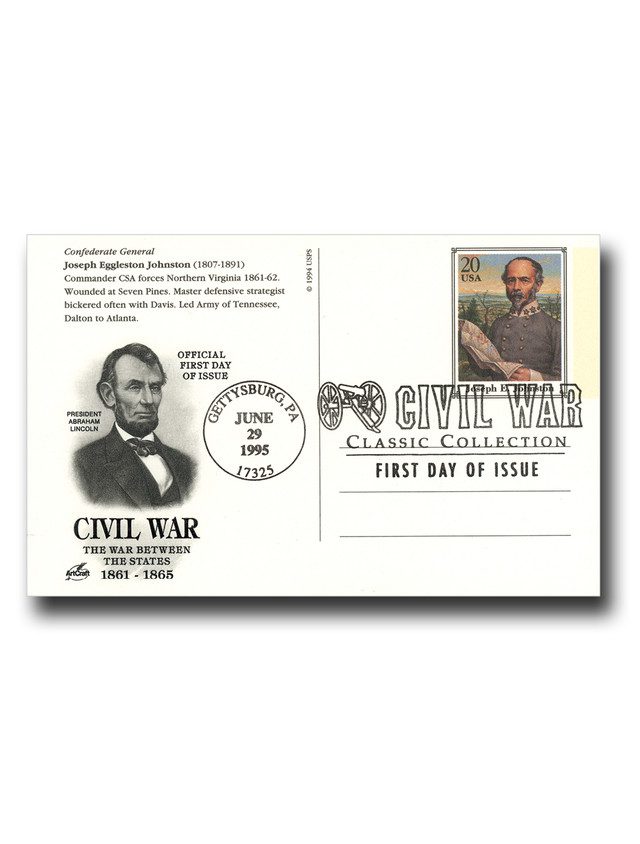#UX212
1995 20c Civil War, Joseph E. Johnston, First Day Issue Postal Card