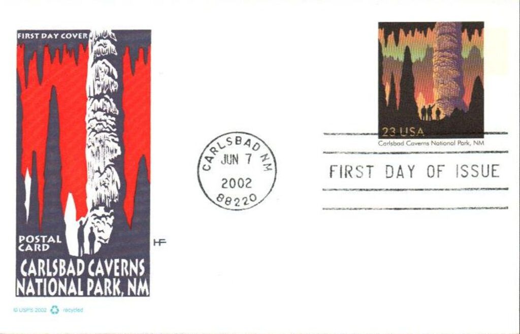 #UX381 - 2002 23c Carlsbad Caverns Colorano Silk Cachet Postal Card