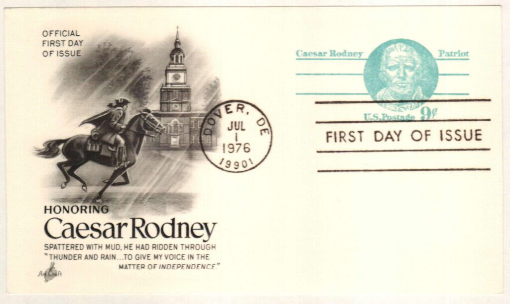 #UX70 - 1976 9c Postal Card,Caesar Rodney