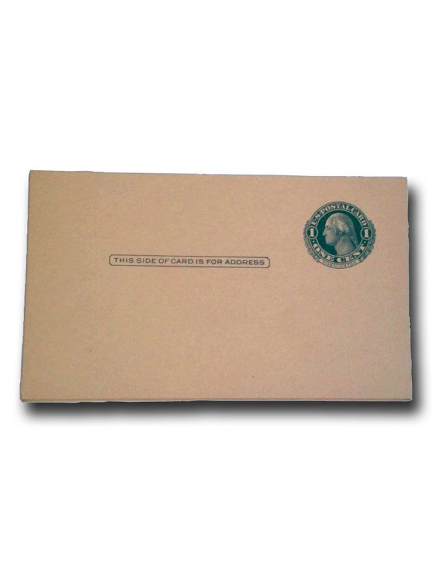#UY7 - 1915 1c+1c Preprinted Message Card,George & Martha Washington, unsevered, green