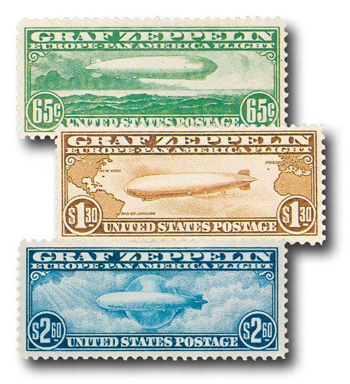 C13-15 - 1930 Graf Zeppelins, 3 stamps