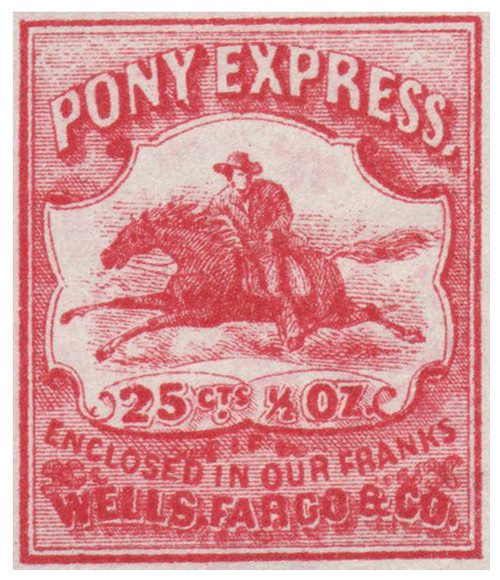 143L9 - 1862-64 25c Wells Fargo & Co. Local Stamp - Pony Express, red