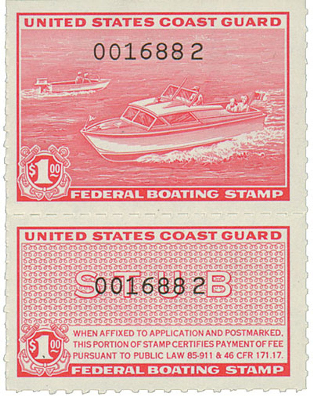  U.S. #RVB1 – The $1 stamp was used to reissue lost or destroyed cards.