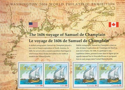 4074 - 2006 39c Samuel de Champlain, souvenir sheet of 4